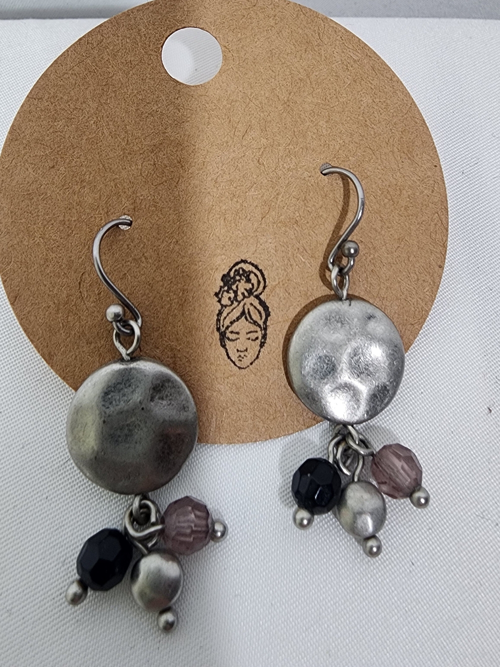 Lia Sophia Euphoria Antique Style  Hammered Matte Silver Earrings
